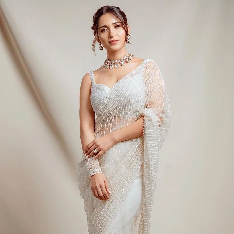White Colour Bollywood Style Saree