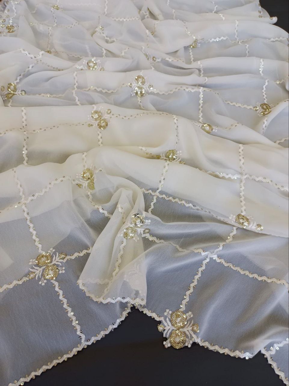 PURE FOX GEORGETTE SAREE WITH CUT WORK - Image 5