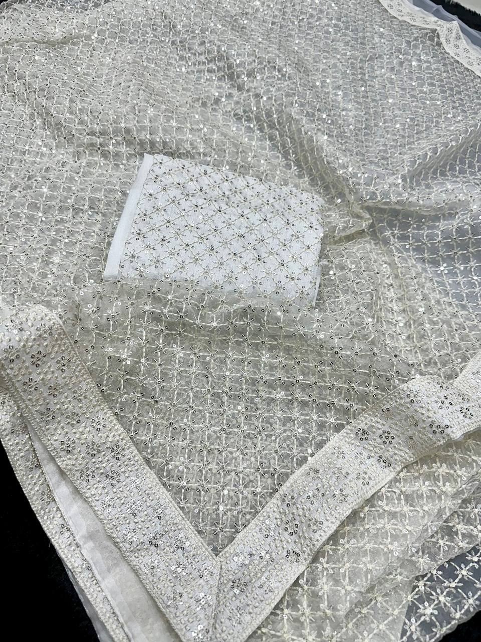 Primium Quality Heavy Soft Organza Saree - Image 6