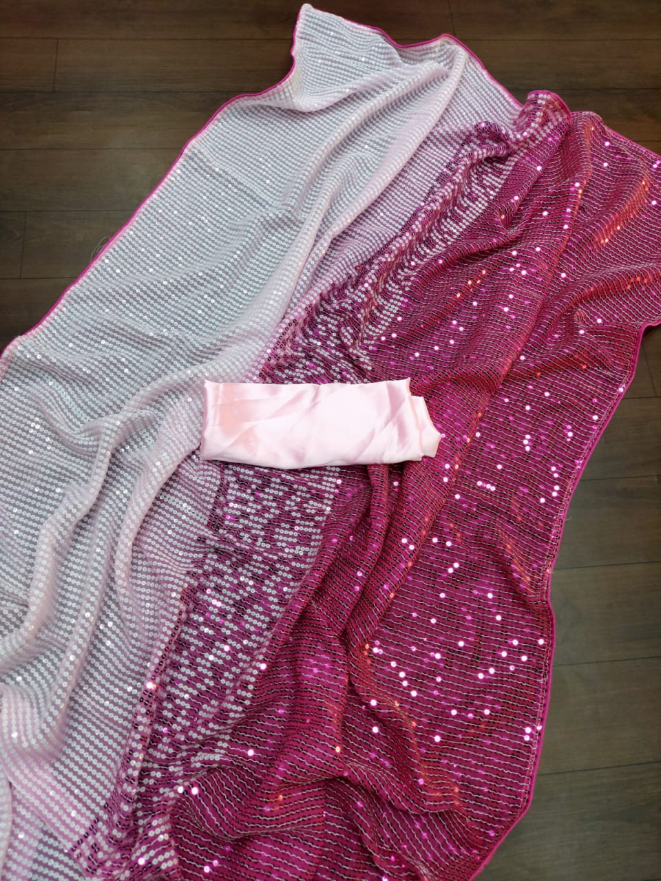 Pink Color Bollywood Celebrity Kajol Inspired Designer Faux Georgette Saree, Wedding Wear Saree, Party Wear Saree, Bollywood Saree, Sarees - Image 4