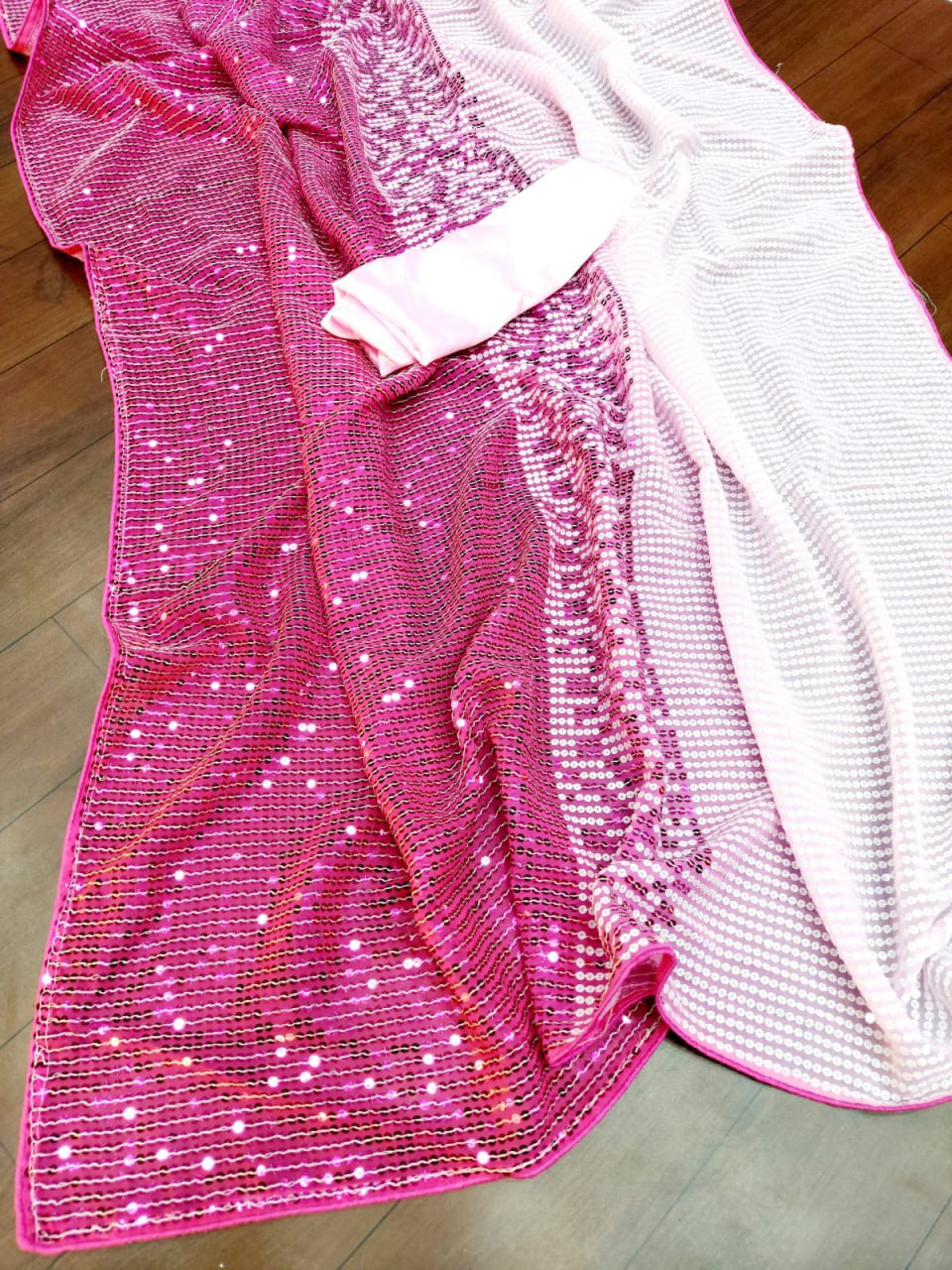 Pink Color Bollywood Celebrity Kajol Inspired Designer Faux Georgette Saree, Wedding Wear Saree, Party Wear Saree, Bollywood Saree, Sarees - Image 3
