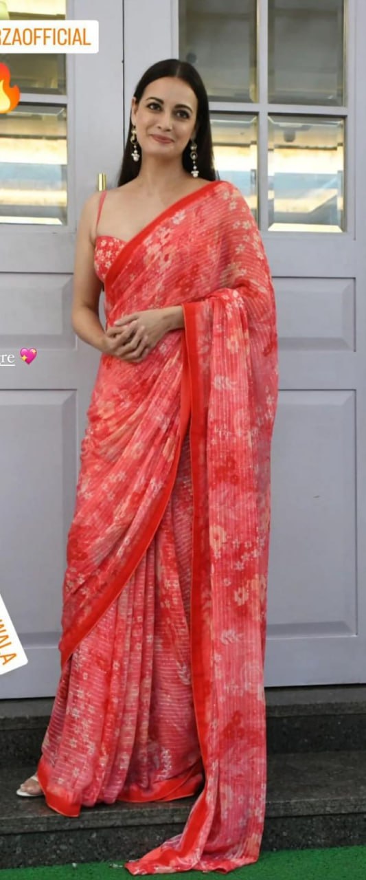 Floral digital printed georgette saree - Image 11