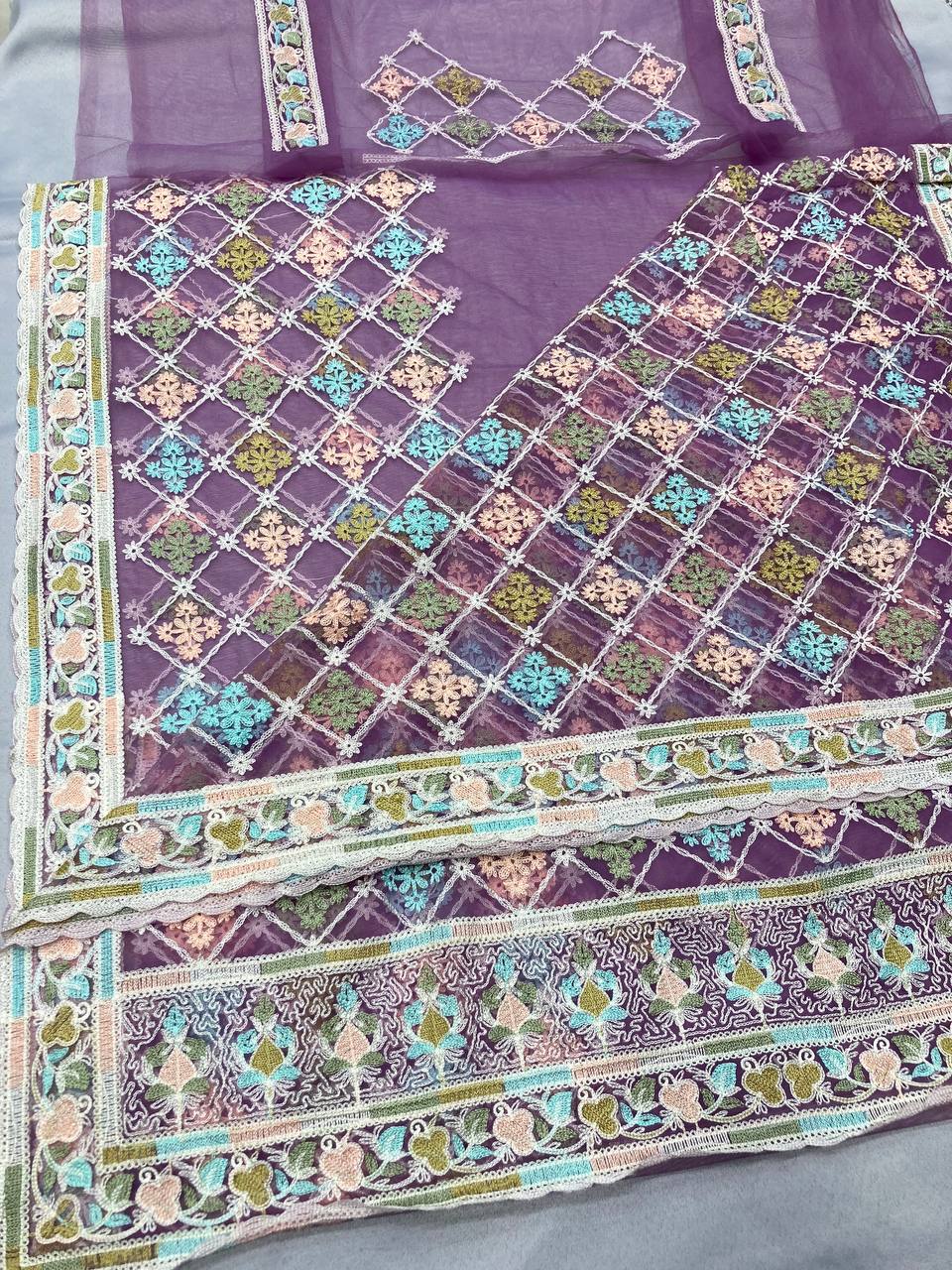 Beautiful Designer Saree on Soft Butterfly Net fabric - Image 4
