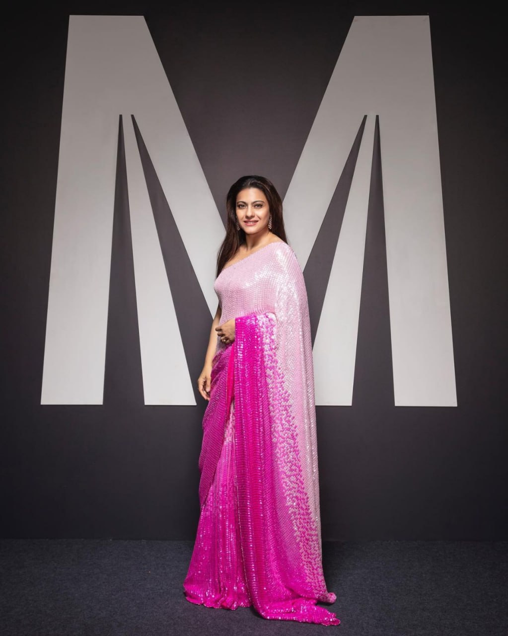 Pink Color Bollywood Celebrity Kajol Inspired Designer Faux Georgette Saree, Wedding Wear Saree, Party Wear Saree, Bollywood Saree, Sarees - Image 2