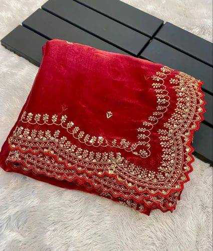 Jimmy choo fabric 3mm sequins embroidered c pallu work and beautiful cut work matching border