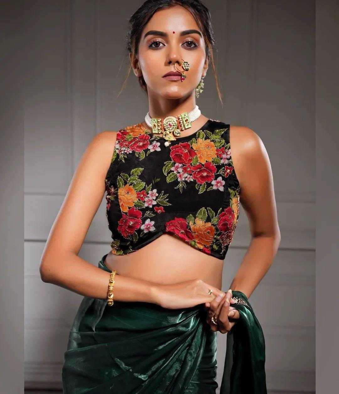 Soft Rich Jimmy chu Silk Fabric Along With Designer Coding & Sequence Work Lace Border Along With Designer Print & Khatali Work Rich Blouse