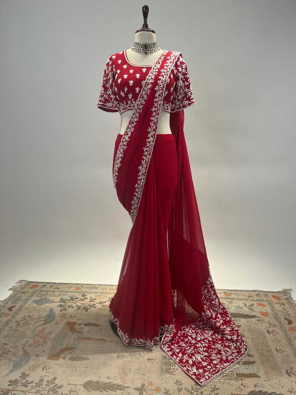 Fabric Jimmy Chuu Silk Multi Thread Embroidery Coding Sequence Work - Image 3