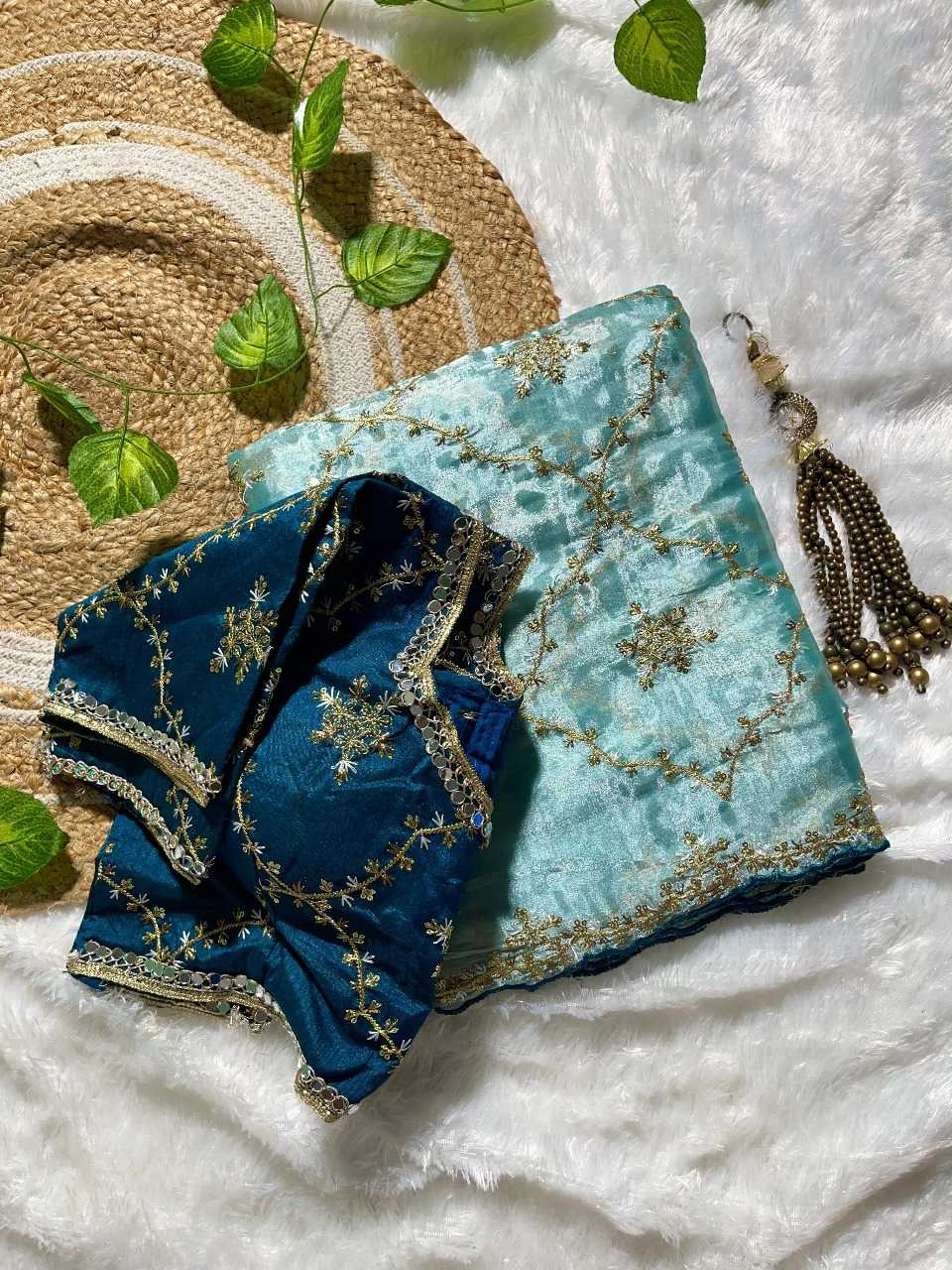 JIMMY CHOO SILK DESIGNER SAREE WITH READYMADE BLOUSE