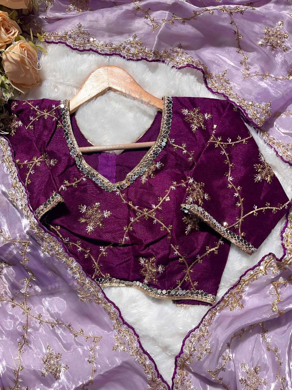 JIMMY CHOO SILK DESIGNER SAREE WITH READYMADE BLOUSE