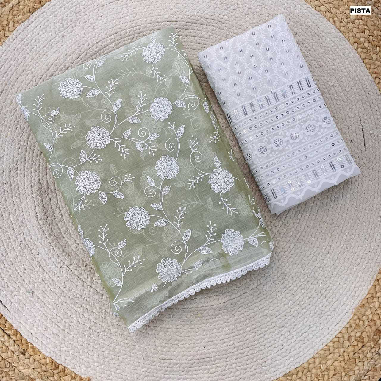 Jimmy Choo Chiffon Chikankari Saree With Chikankari Blouse