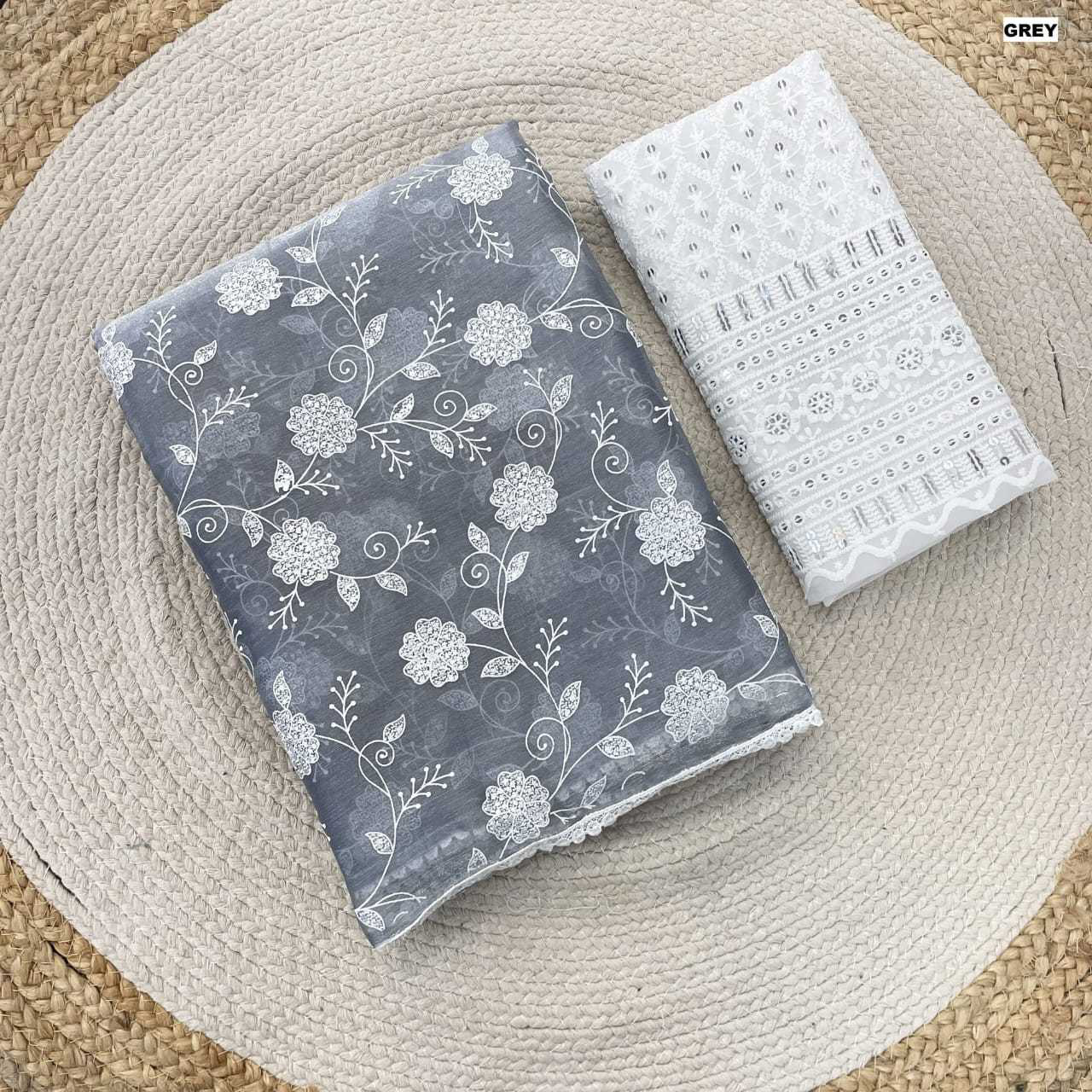 Jimmy Choo Chiffon Chikankari Saree With Chikankari Blouse