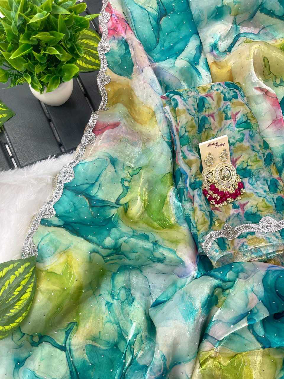 Pure soft zimmy choo silk saree with beautiful prism prints