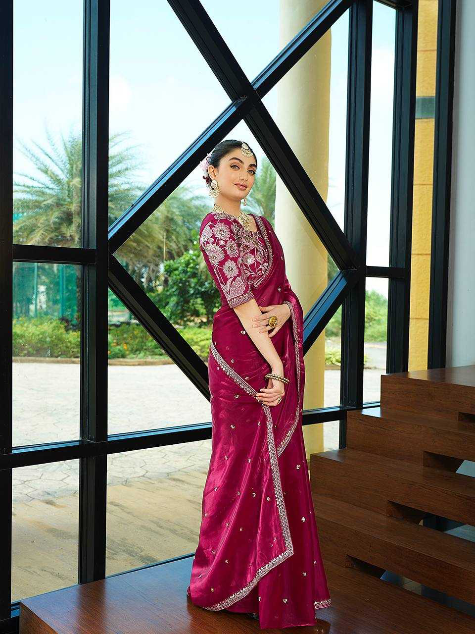 Pink Color Jimmy Choo Saree With Sequence Embroidery Work and Heavy Blouse