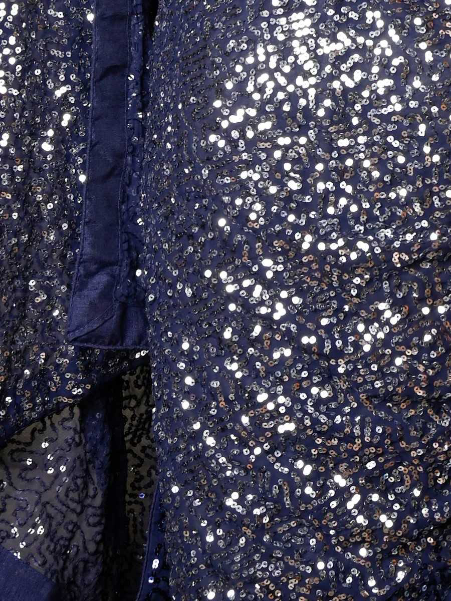 Navy Blue Beautiful Dual color 5 MM sequins embroidery work Saree - Image 11