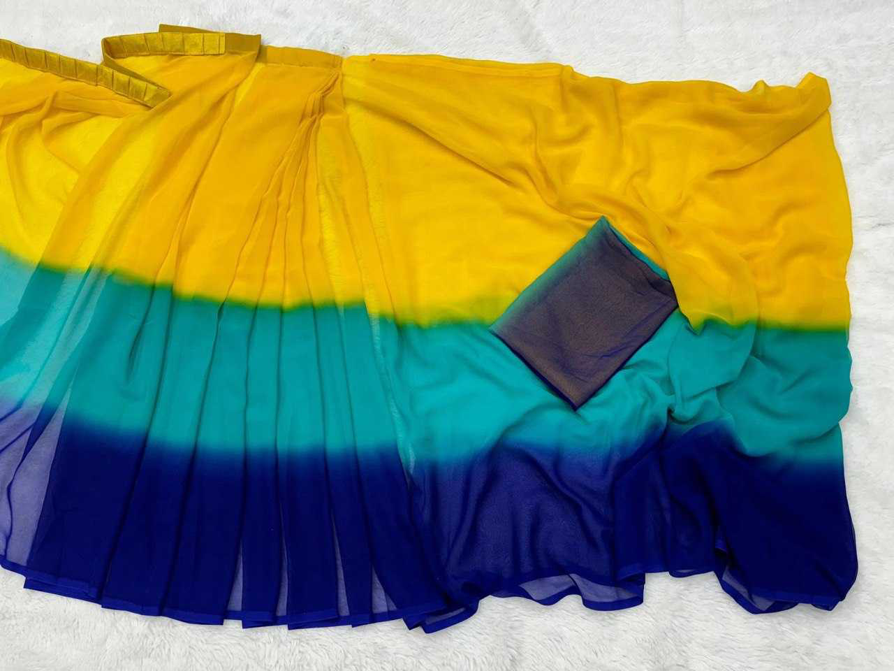 Grand Yellow Color Pure Soft Georgette Silk Design All Over Saree - Image 11