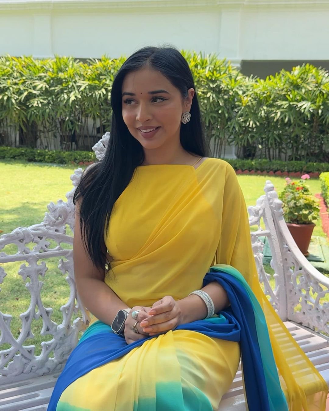 Grand Yellow Color Pure Soft Georgette Silk Design All Over Saree - Image 10