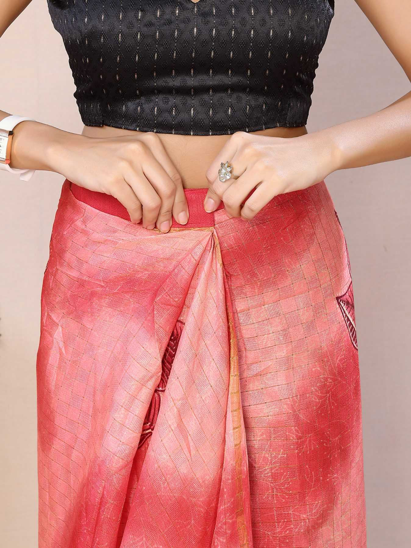 Ready To Wear Printed Silk Saree - Image 3