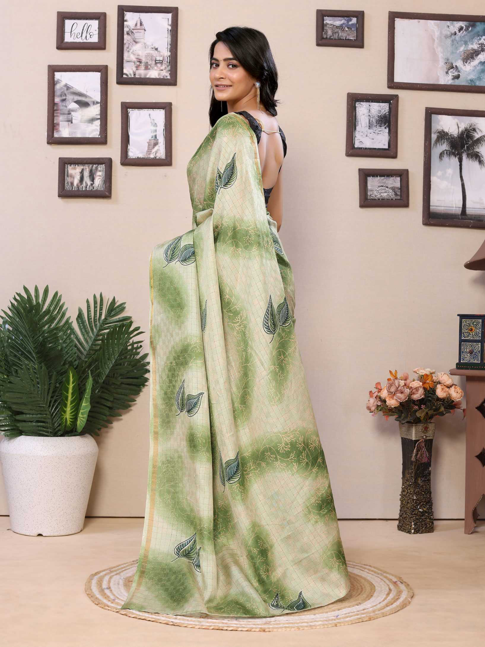 Ready To Wear Printed Silk Saree - Image 3