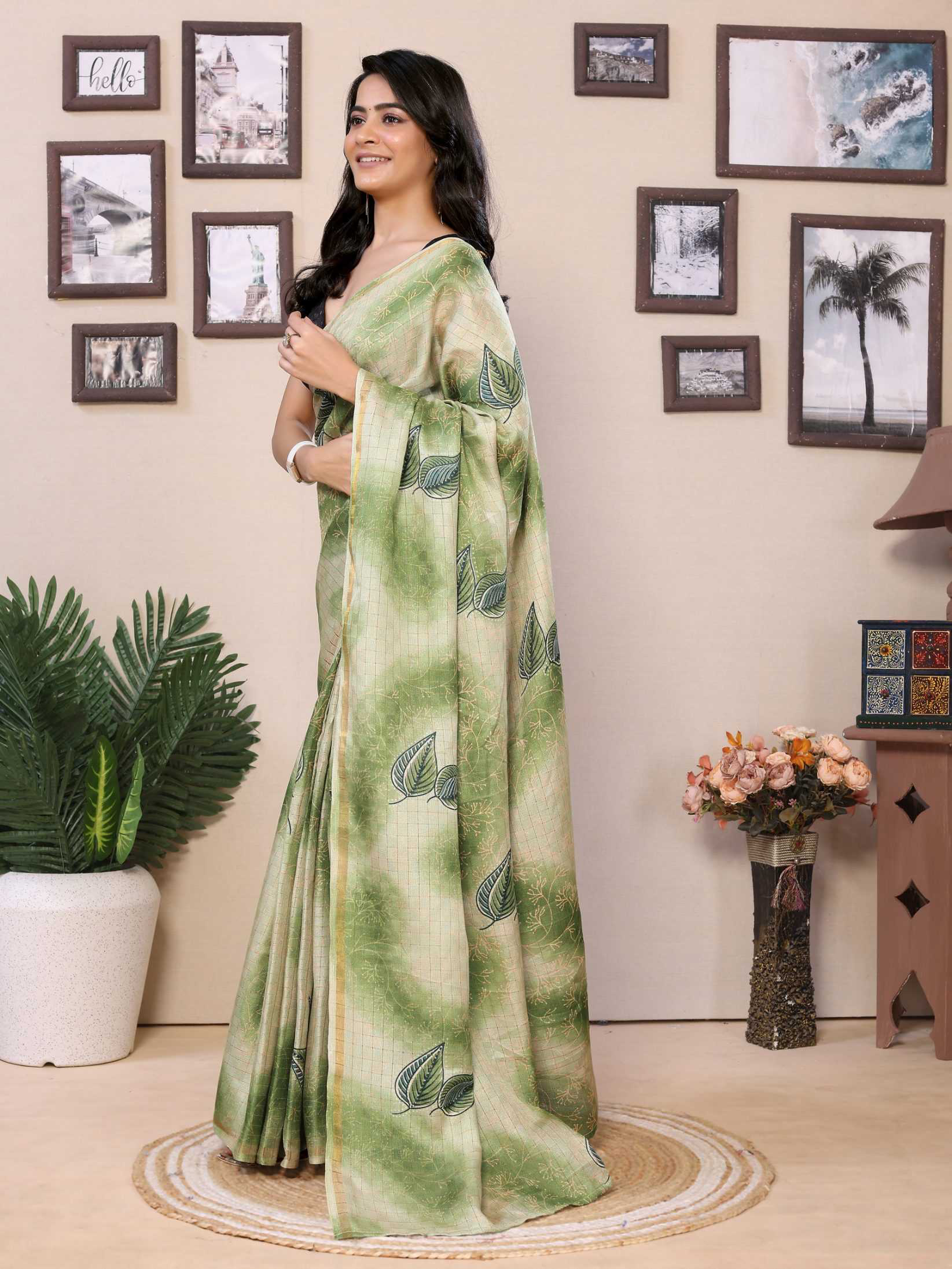 Ready To Wear Printed Silk Saree - Image 6