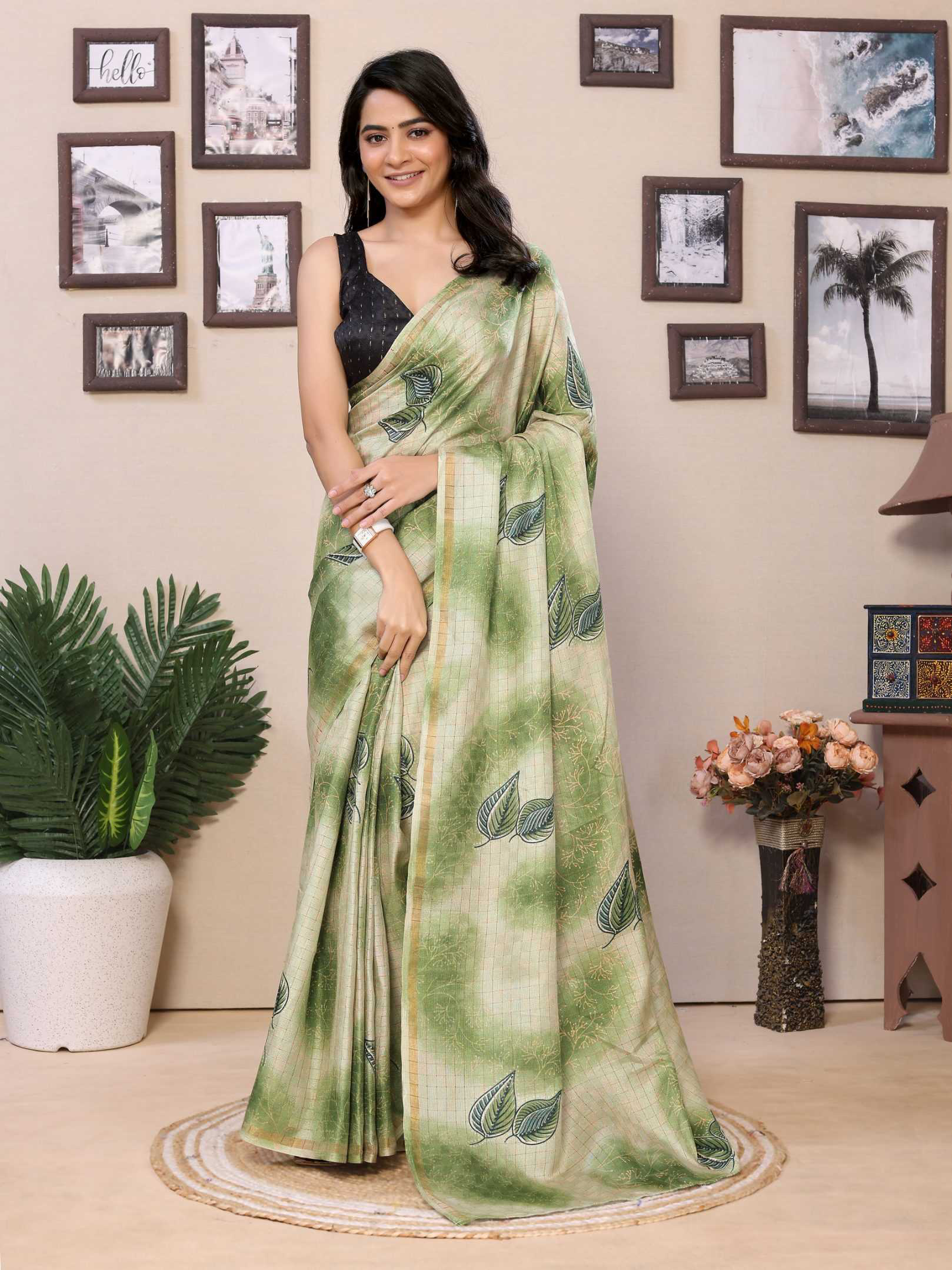 Ready To Wear Printed Silk Saree - Image 7