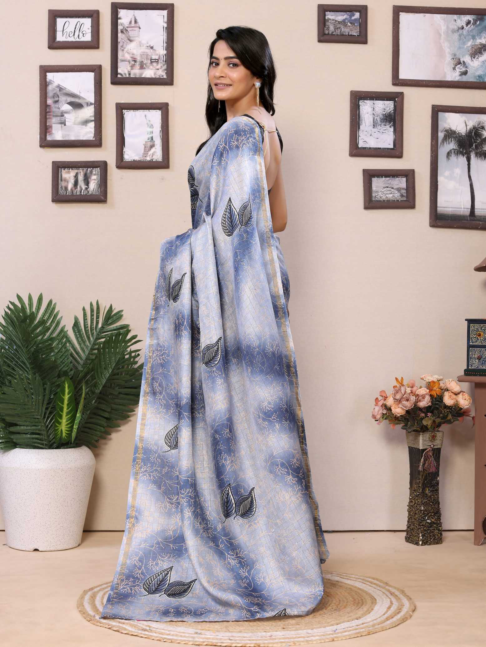 Ready To Wear Printed Silk Saree - Image 2