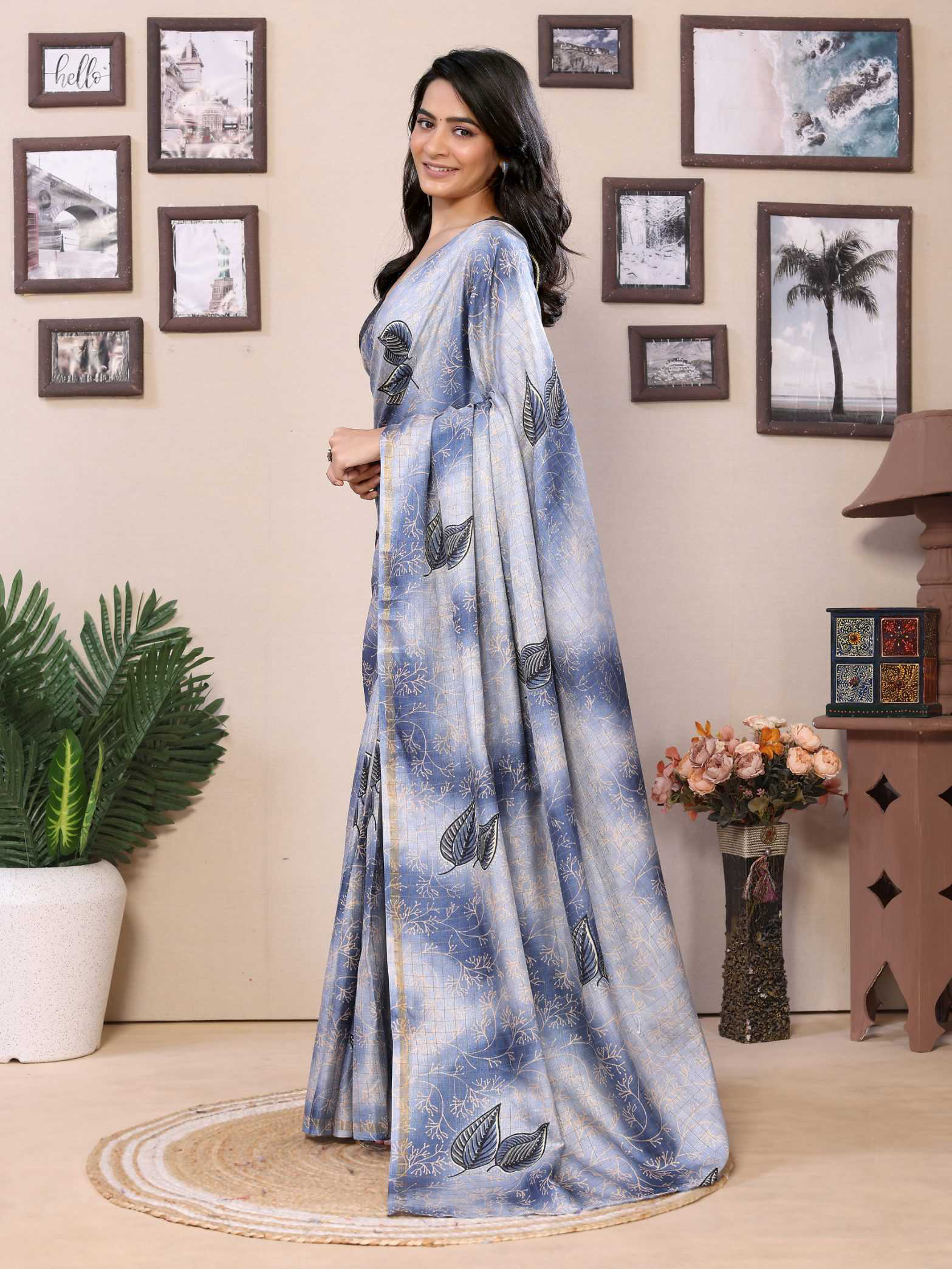 Ready To Wear Printed Silk Saree - Image 3