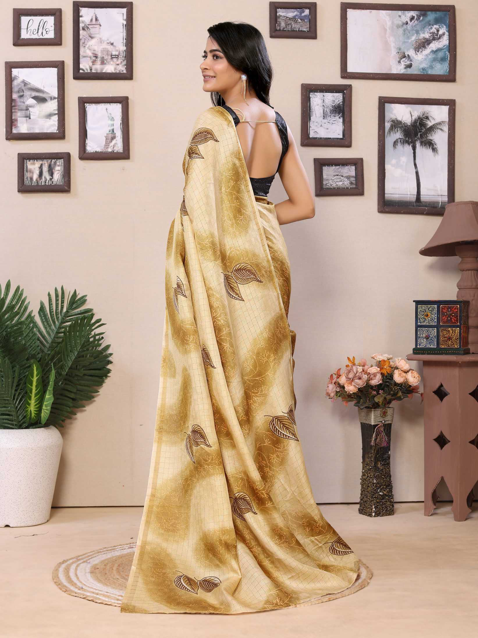 Ready To Wear Printed Silk Saree - Image 3