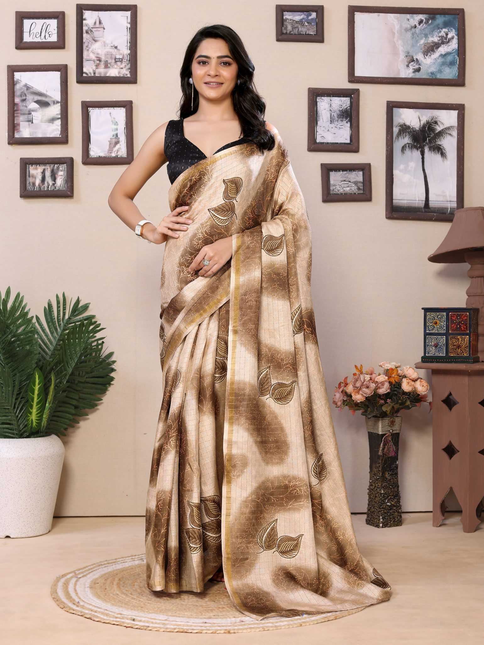 Ready To Wear Printed Silk Saree - Image 4