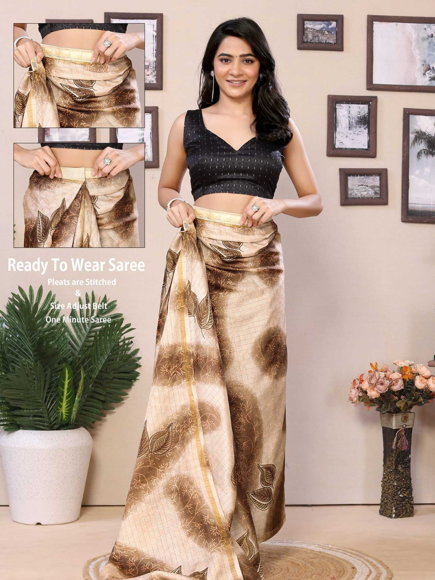 Ready To Wear Printed Silk Saree