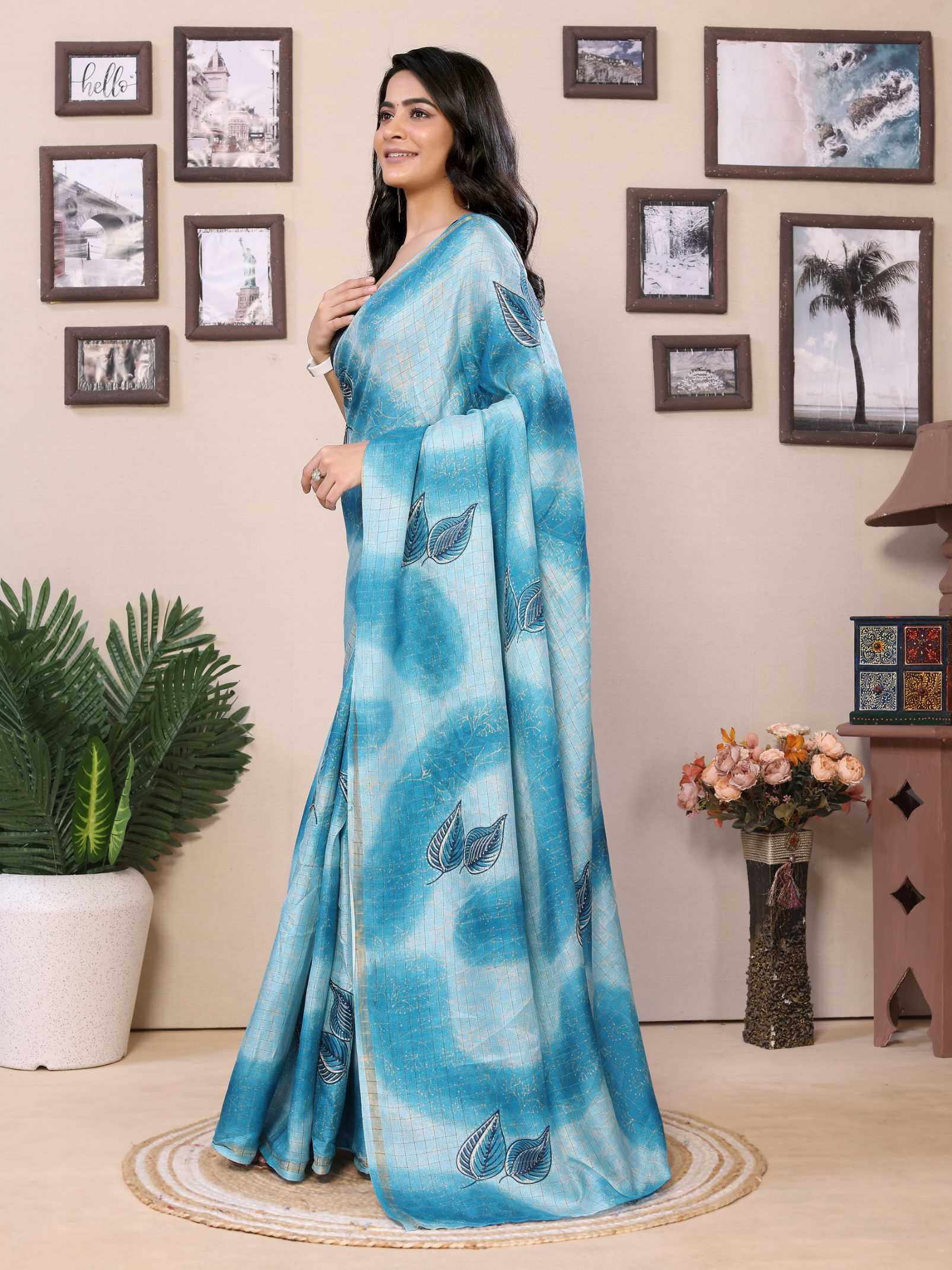 Ready To Wear Printed Silk Saree - Image 3
