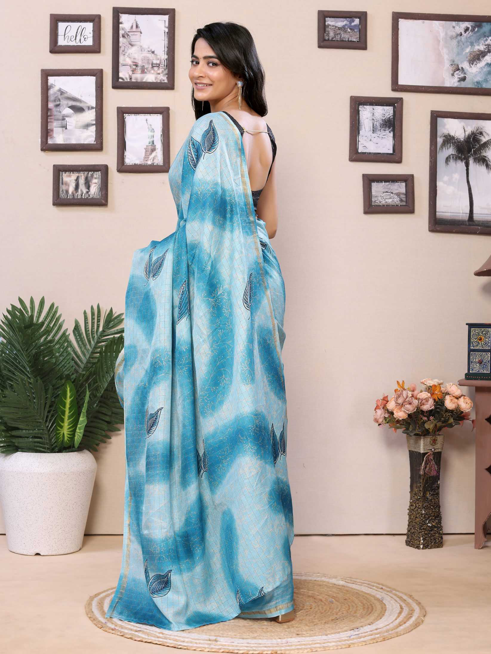 Ready To Wear Printed Silk Saree - Image 5
